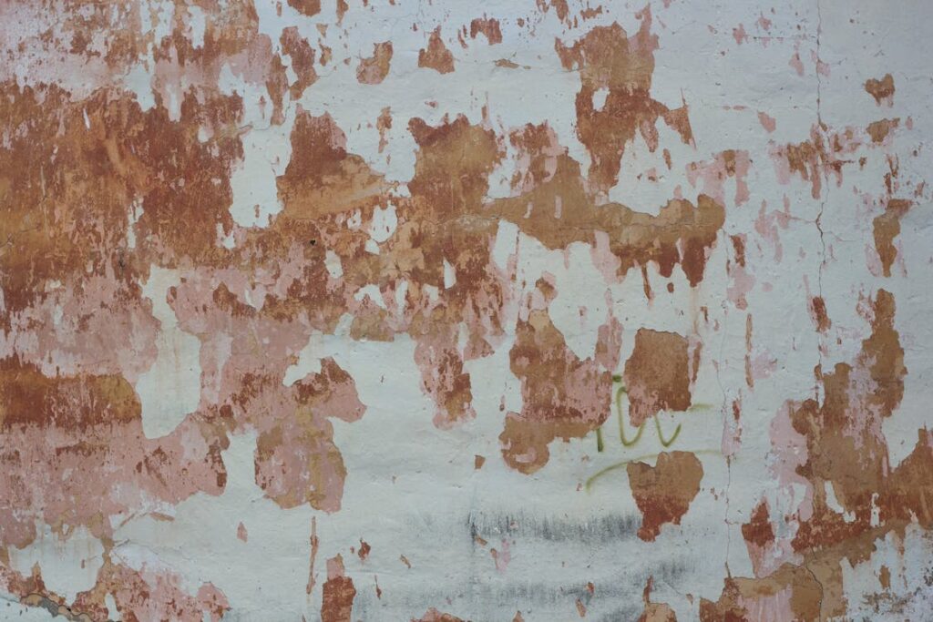 Mur avec peinture dégradée par l'humidité